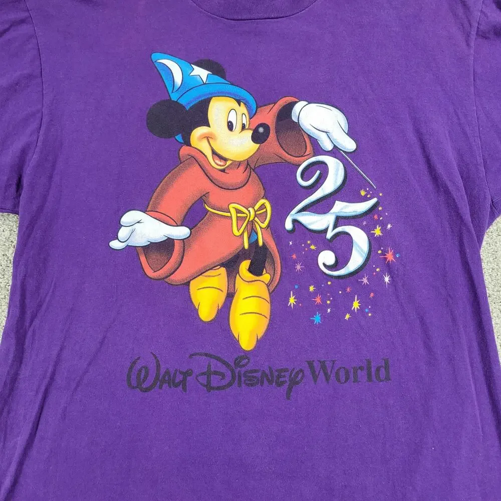 Mickey‎ Inc Womens T-shirt XL Purple Walt Disney World 25th Anniversary Cotton